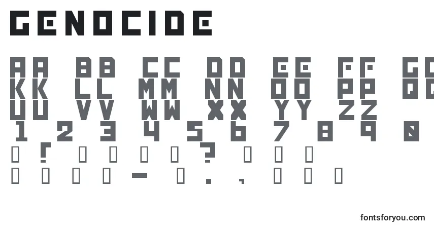 Шрифт Genocide – алфавит, цифры, специальные символы