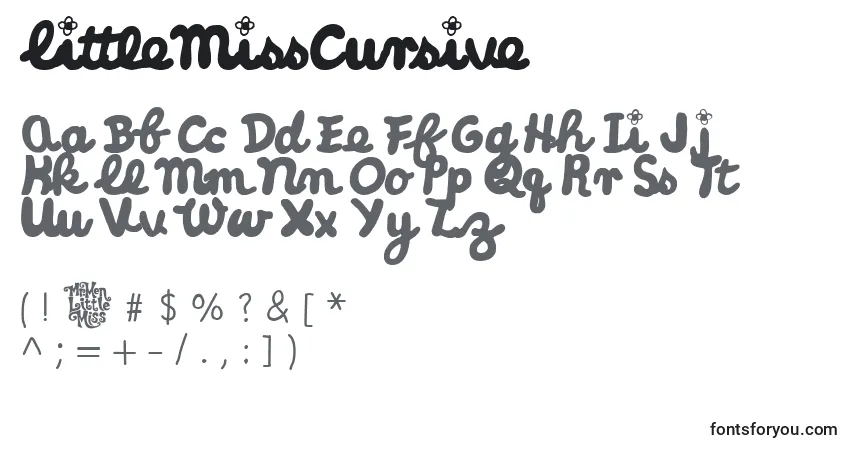 Schriftart LittleMissCursive – Alphabet, Zahlen, spezielle Symbole