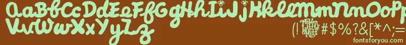 LittleMissCursive Font – Green Fonts on Brown Background