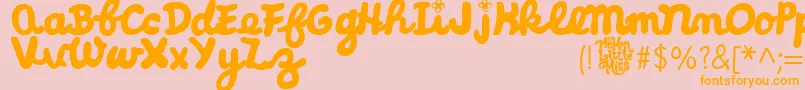 LittleMissCursive-Schriftart – Orangefarbene Schriften auf rosa Hintergrund