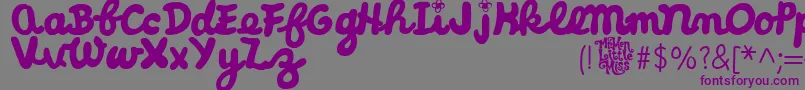 LittleMissCursive-Schriftart – Violette Schriften auf grauem Hintergrund