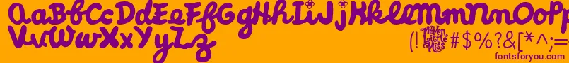 LittleMissCursive-Schriftart – Violette Schriften auf orangefarbenem Hintergrund