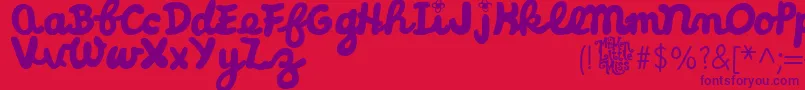 LittleMissCursive-Schriftart – Violette Schriften auf rotem Hintergrund