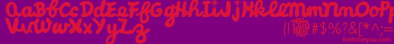 LittleMissCursive-Schriftart – Rote Schriften auf violettem Hintergrund