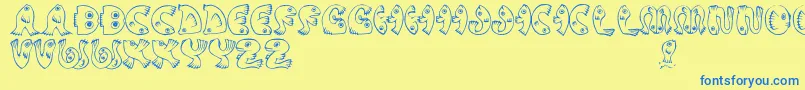 JmhPez Font – Blue Fonts on Yellow Background