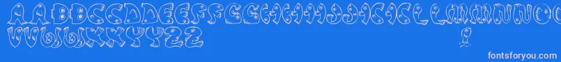 JmhPez Font – Pink Fonts on Blue Background
