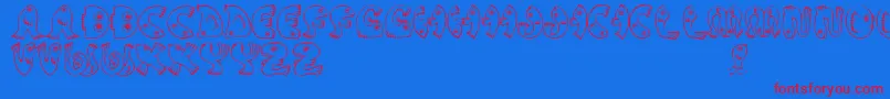 JmhPez Font – Red Fonts on Blue Background