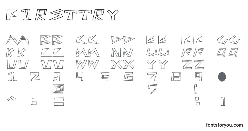 A fonte FirstTry – alfabeto, números, caracteres especiais