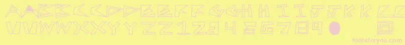 FirstTry-fontti – vaaleanpunaiset fontit keltaisella taustalla