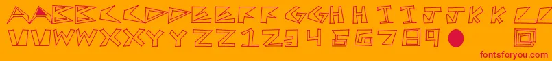 FirstTry-Schriftart – Rote Schriften auf orangefarbenem Hintergrund