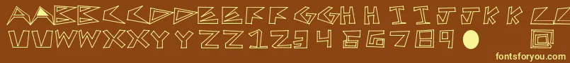 FirstTry-fontti – keltaiset fontit ruskealla taustalla