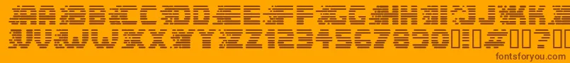 Speedster-Schriftart – Braune Schriften auf orangefarbenem Hintergrund