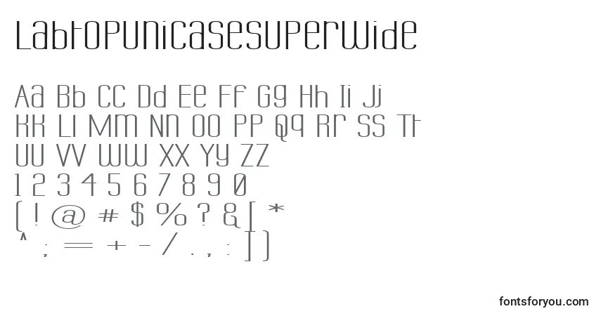 A fonte LabtopUnicaseSuperwide – alfabeto, números, caracteres especiais
