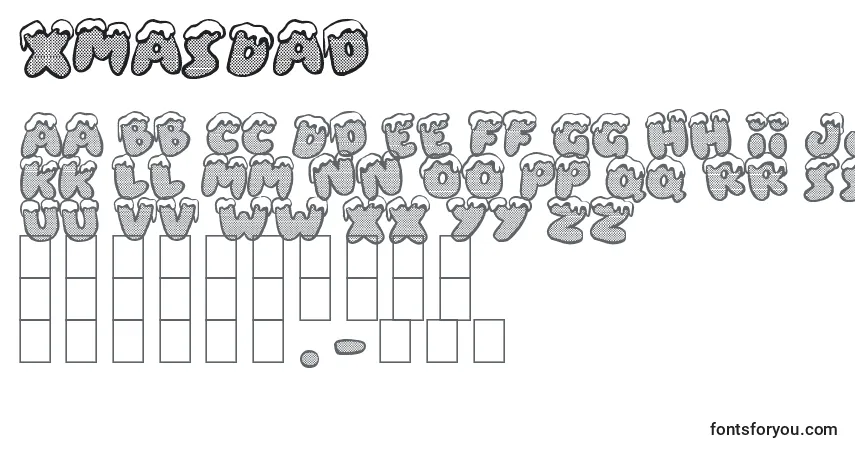 XmasDad-fontti – aakkoset, numerot, erikoismerkit