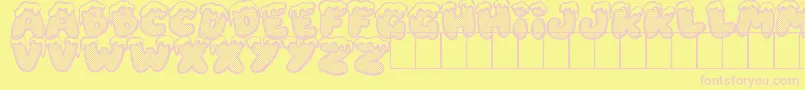 XmasDad-fontti – vaaleanpunaiset fontit keltaisella taustalla