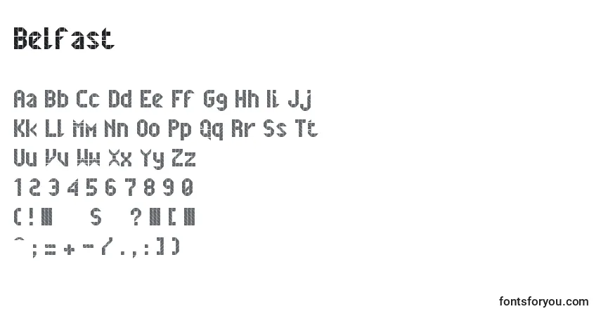 characters of belfast font, letter of belfast font, alphabet of  belfast font