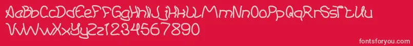 Czcionka YoungAndFree – różowe czcionki na czerwonym tle
