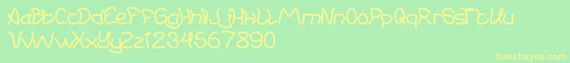 Weitere Informationen zur YoungAndFree-Schriftart YoungAndFree-Schriftart – Gelbe Schriften auf grünem Hintergrund