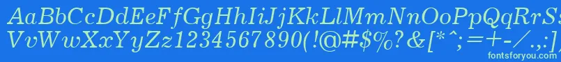 フォントJournalItalic.001.001 – 青い背景に緑のフォント