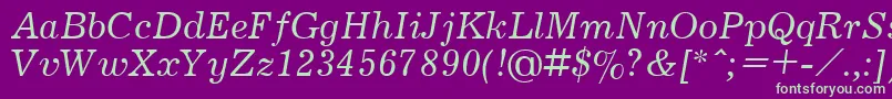 フォントJournalItalic.001.001 – 紫の背景に緑のフォント