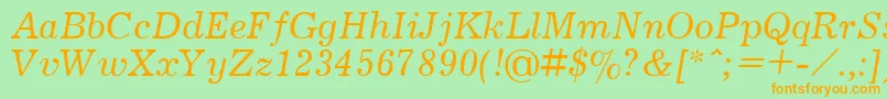 フォントJournalItalic.001.001 – オレンジの文字が緑の背景にあります。