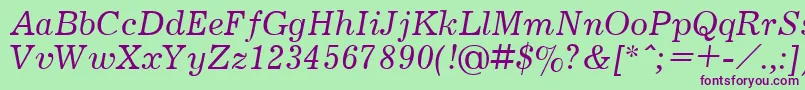 フォントJournalItalic.001.001 – 緑の背景に紫のフォント