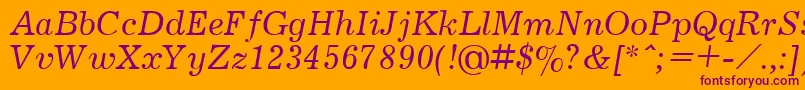 フォントJournalItalic.001.001 – オレンジの背景に紫のフォント