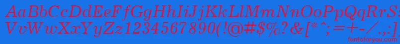 JournalItalic.001.001 Font – Red Fonts on Blue Background