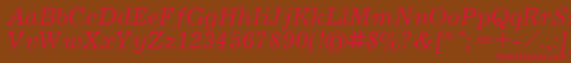 フォントJournalItalic.001.001 – 赤い文字が茶色の背景にあります。