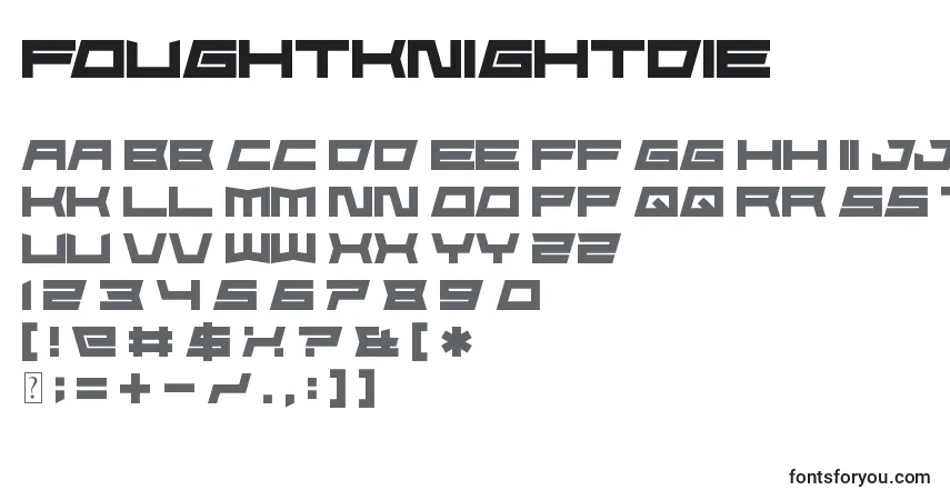 A fonte FoughtknightDie – alfabeto, números, caracteres especiais