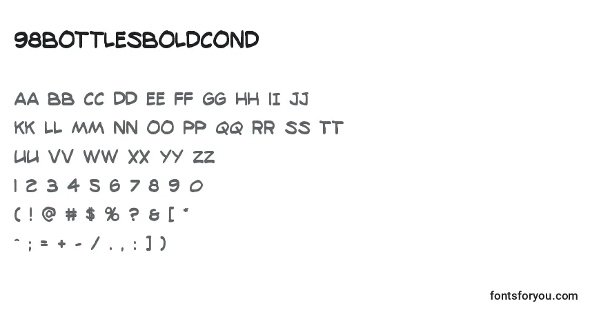 Czcionka 98bottlesboldcond – alfabet, cyfry, specjalne znaki