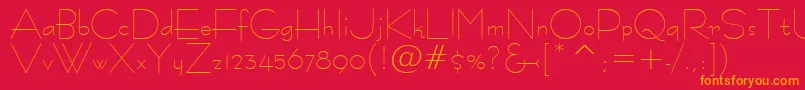 BernhardFashionBt-fontti – oranssit fontit punaisella taustalla