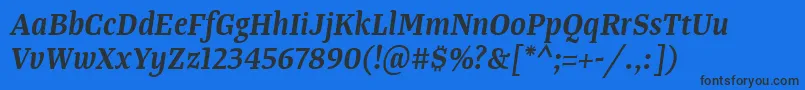 TangerserifnarrowSemibolditalic Font – Black Fonts on Blue Background