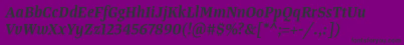 Fonte TangerserifnarrowSemibolditalic – fontes pretas em um fundo violeta