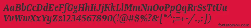 TangerserifnarrowSemibolditalic Font – Black Fonts on Red Background