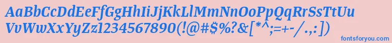 TangerserifnarrowSemibolditalic Font – Blue Fonts on Pink Background