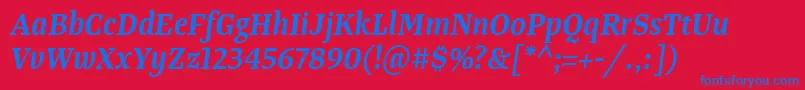 フォントTangerserifnarrowSemibolditalic – 赤い背景に青い文字