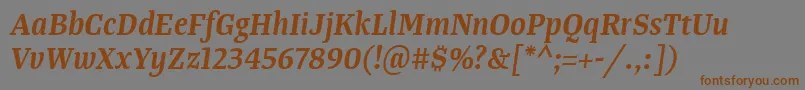 TangerserifnarrowSemibolditalic-Schriftart – Braune Schriften auf grauem Hintergrund