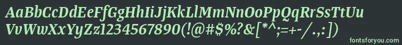 Шрифт TangerserifnarrowSemibolditalic – зелёные шрифты на чёрном фоне