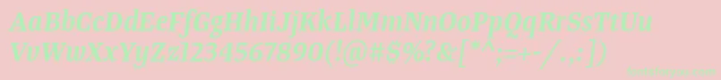 TangerserifnarrowSemibolditalic Font – Green Fonts on Pink Background