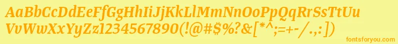TangerserifnarrowSemibolditalic Font – Orange Fonts on Yellow Background