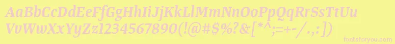 TangerserifnarrowSemibolditalic Font – Pink Fonts on Yellow Background