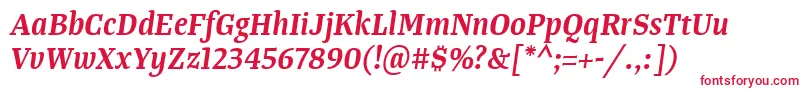 TangerserifnarrowSemibolditalic-fontti – punaiset fontit valkoisella taustalla