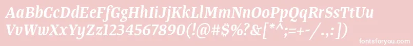 TangerserifnarrowSemibolditalic Font – White Fonts on Pink Background