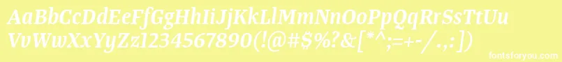 TangerserifnarrowSemibolditalic Font – White Fonts on Yellow Background