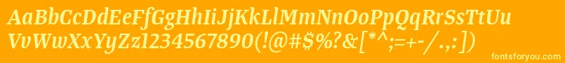TangerserifnarrowSemibolditalic Font – Yellow Fonts on Orange Background
