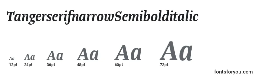 Размеры шрифта TangerserifnarrowSemibolditalic