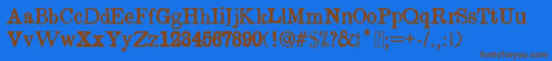フォントIslandRoman – 茶色の文字が青い背景にあります。