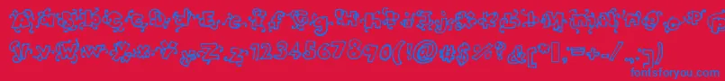 Headinthecloudsbold-Schriftart – Blaue Schriften auf rotem Hintergrund