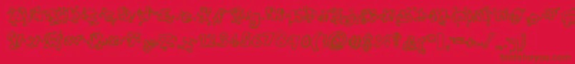 Fonte Headinthecloudsbold – fontes marrons em um fundo vermelho